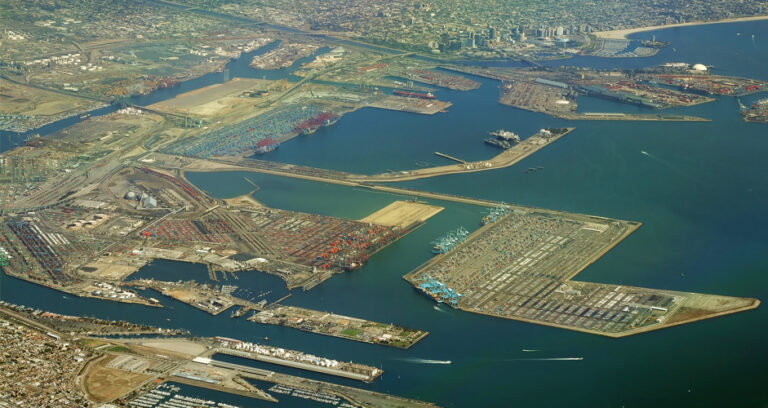 Aerial view of the Port of Long Beach
