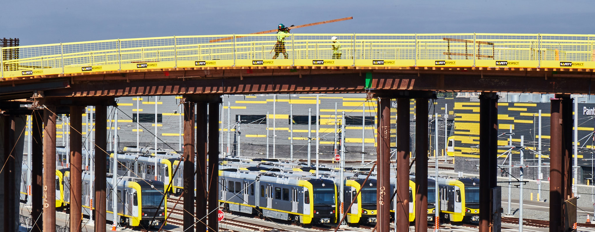 Metro trains and bridge construction